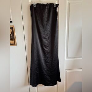 Black Tube Satin Maxi Dress